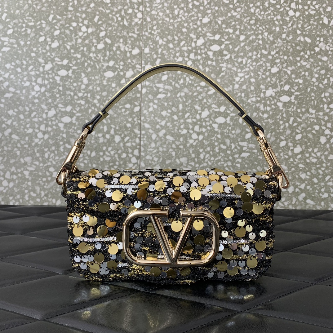 Valentino Garavani Loco Small Embroidered Shoulder Bag with Beaded Fringes